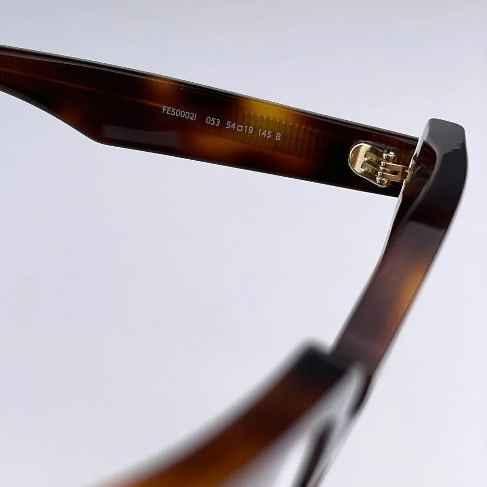 NEW Fendi FE50002I WAY 053 Shiny Havana Women Square Oversized Eyeglasses